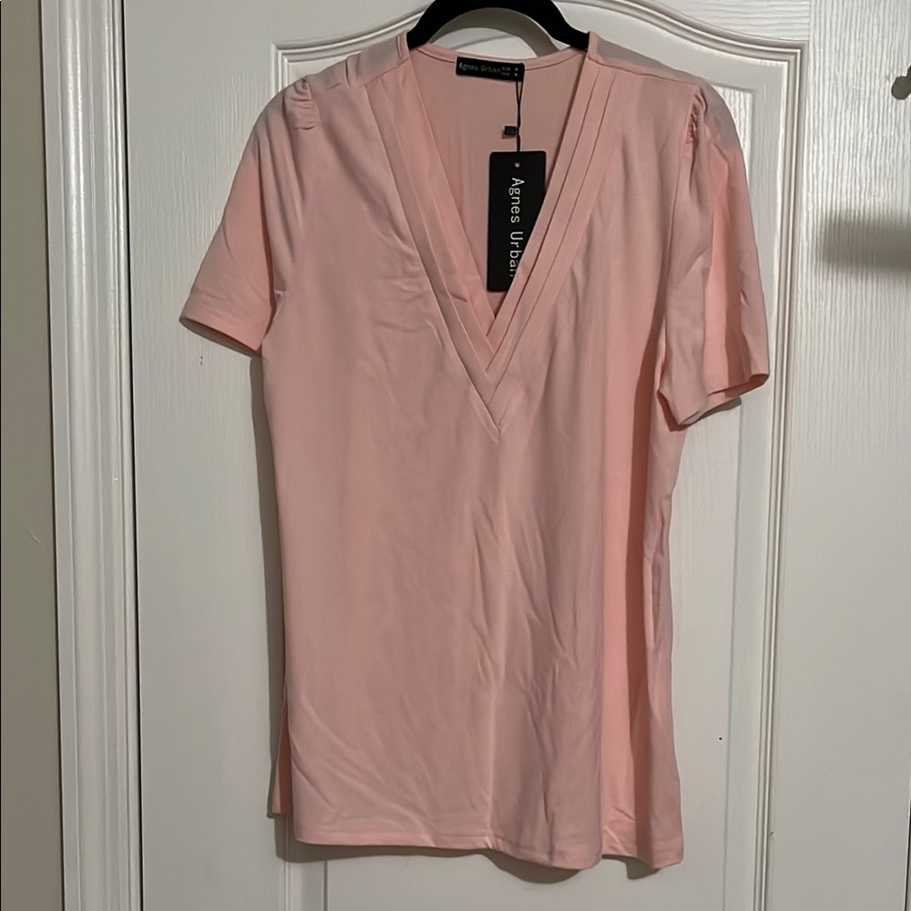 SHEIN Pink Fitted Short Sleeve T-Shirt